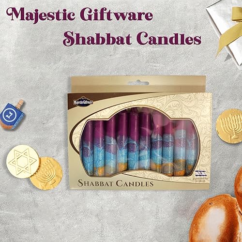 Miniatura 103 de Majestic Giftware /Safed Candles - Paquete de 12 velas Shabat (SC-SHTR-T) Velas tradicionales de Shabat hechas a mano de 5 pulgadas sin goteo Se