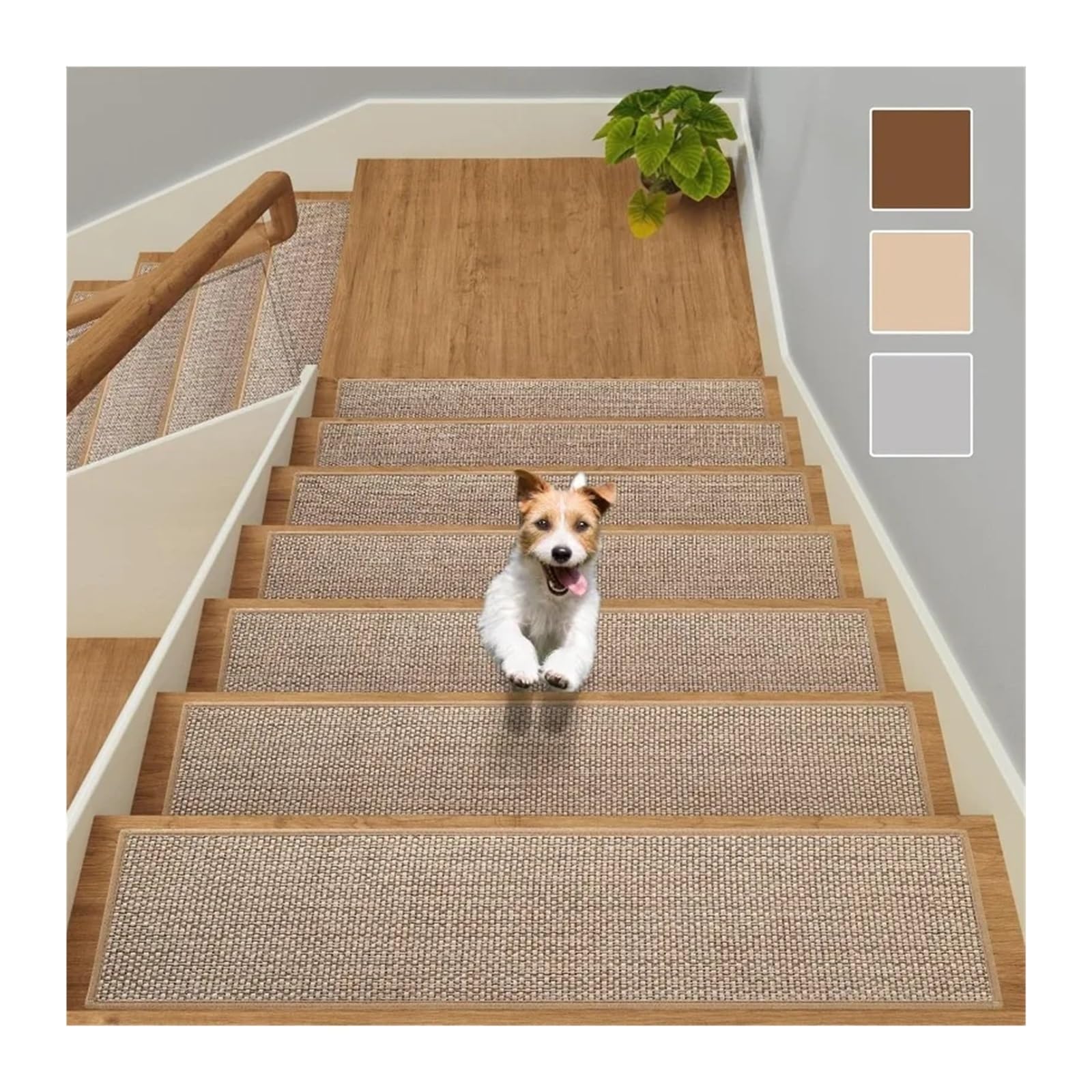 Evita resbalones en escaleras de madera con estos peldaños autoadhesivos beige