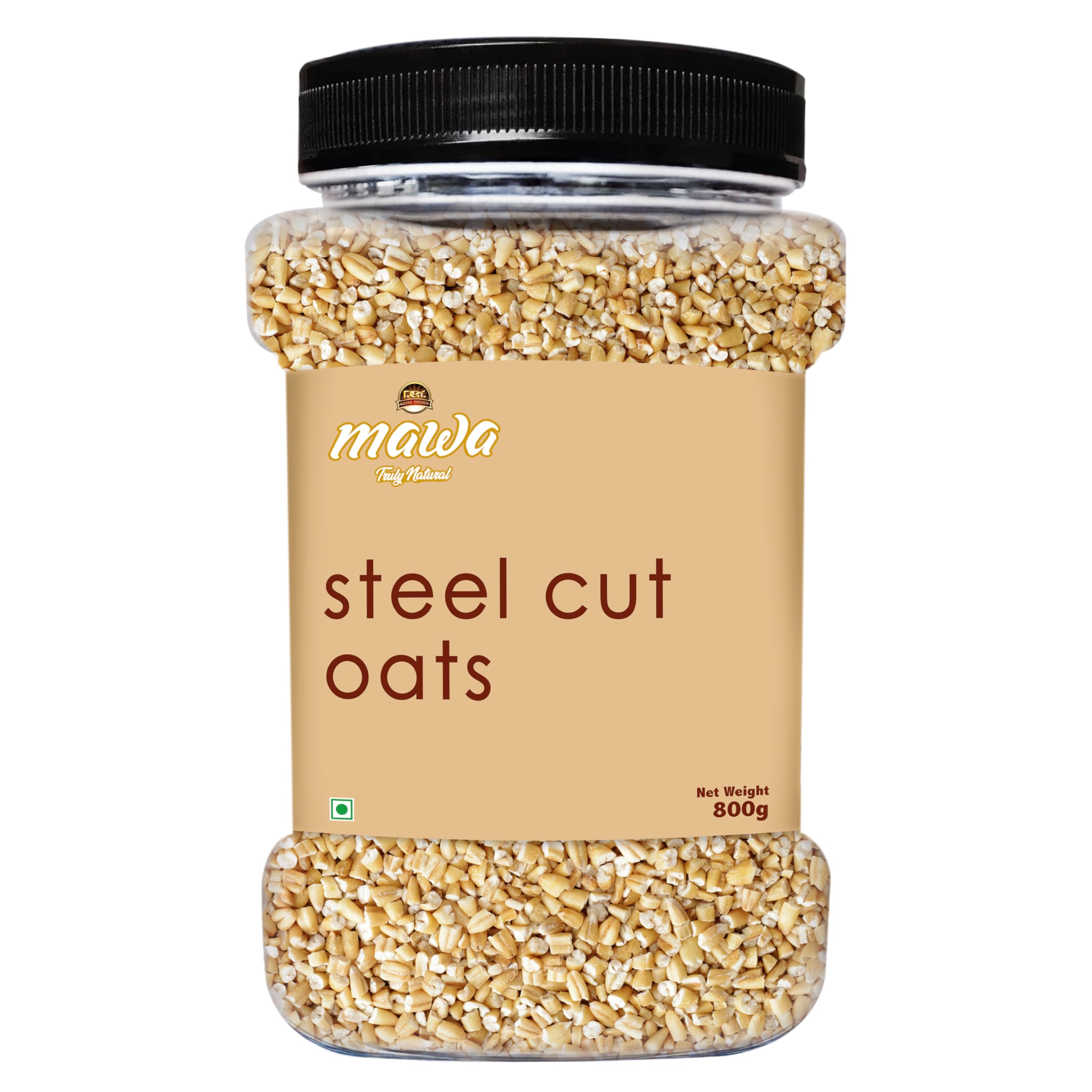 Mawa Steel Cut Oats 800g | Whole Grain | High Fiber | Steel Cut Oatmeal | Raw Unsalted | Packed In plastic jar 800g