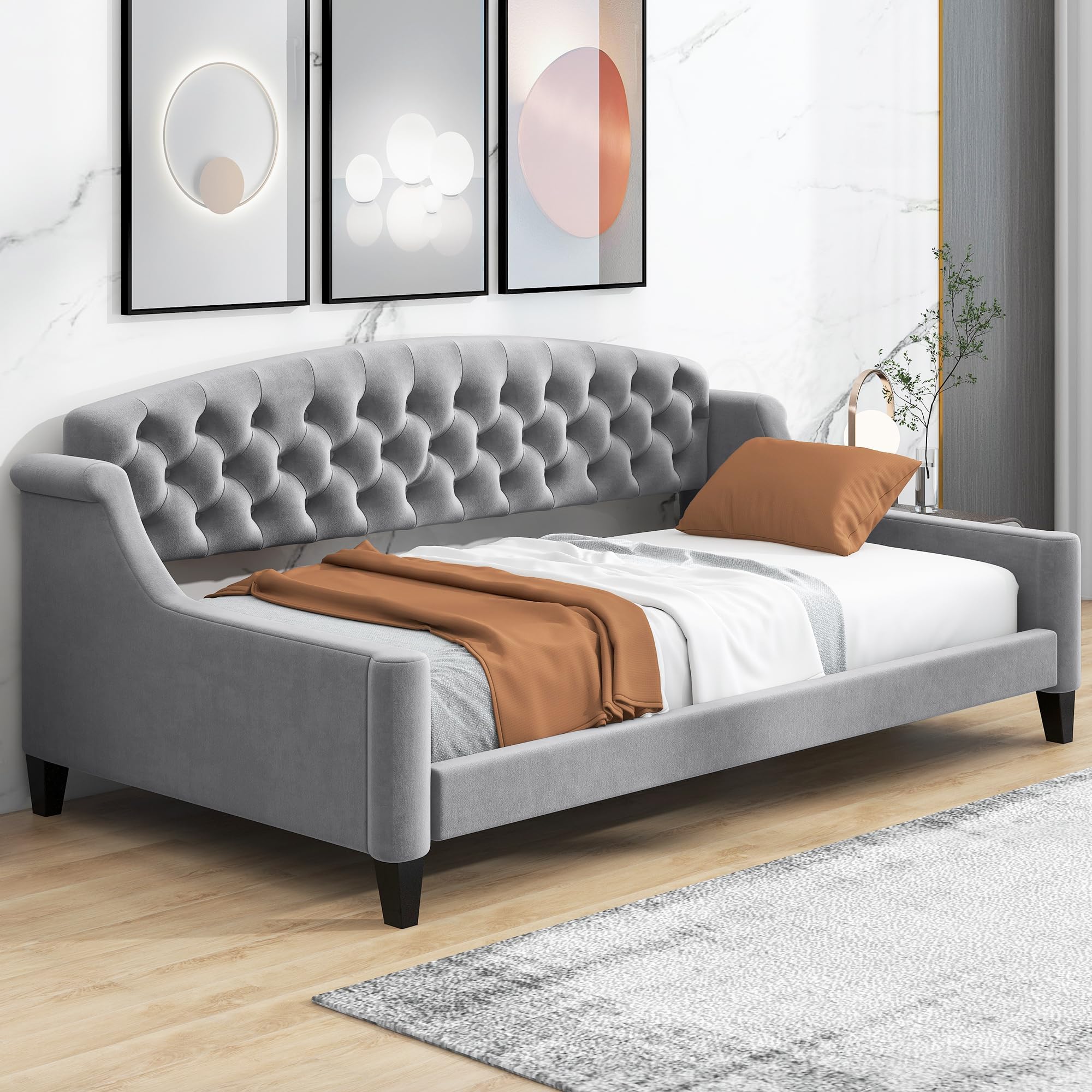Amazon.com: Harper & Bright Designs Twin Size Upholstered Daybed with ...