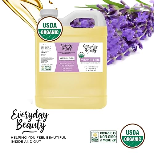 Miniatura 7 de Aceite orgánico de vitamina E  A granel 32 onzas con aroma a lavanda celestial certificado USDA 100% natural a base de plantas  Ideal para