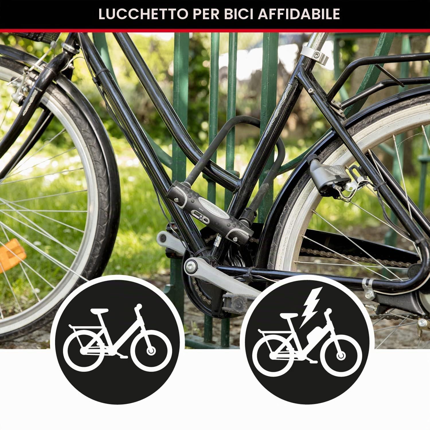 Master Lock Catena Bici U, Chiave, Supporto per il Trasporto, Certificato Antifurto, XL, 8195EURDPROCOLW, Da utilizzare con bici elettriche, da montagna, da strada, pieghevoli