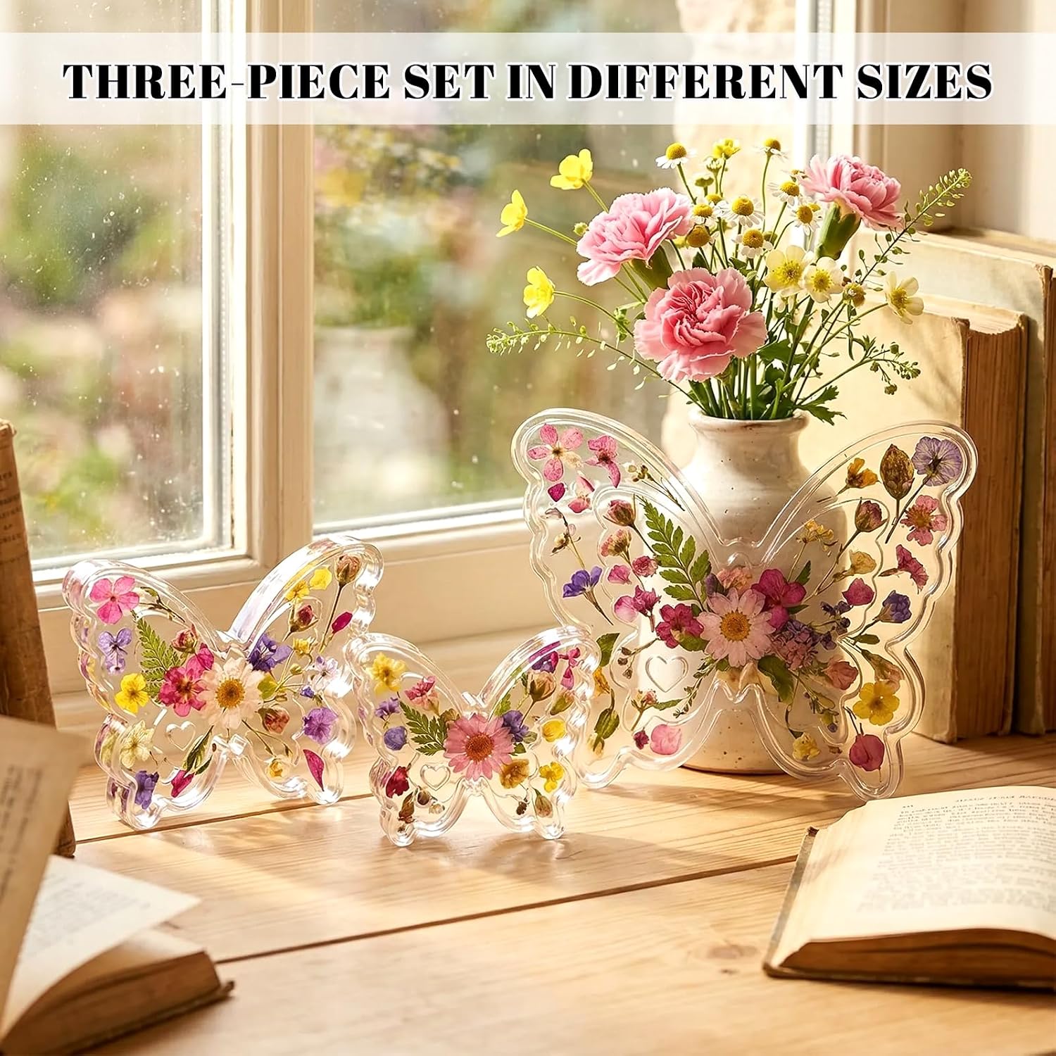 Butterfly Resin Molds Silicone Epoxy Resin Mold Flexible Effortless Demoldable 3 Sizes Butterflies Art Craft Molds for DIY Candle Resins Gypsum