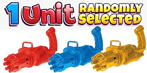 Miniatura 9 de JA-RU Blitz Bubble Blaster - Ametralladora (3 pistolas de burbujas) con bandeja de burbujas y solución de jabón. Soplador de burbujas a batería para