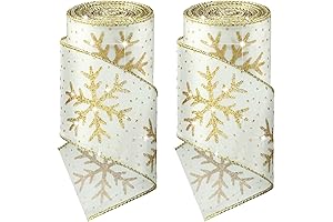 Christmas Snowflake Wired Ribbon 2.5 Inches 2 Rolls
