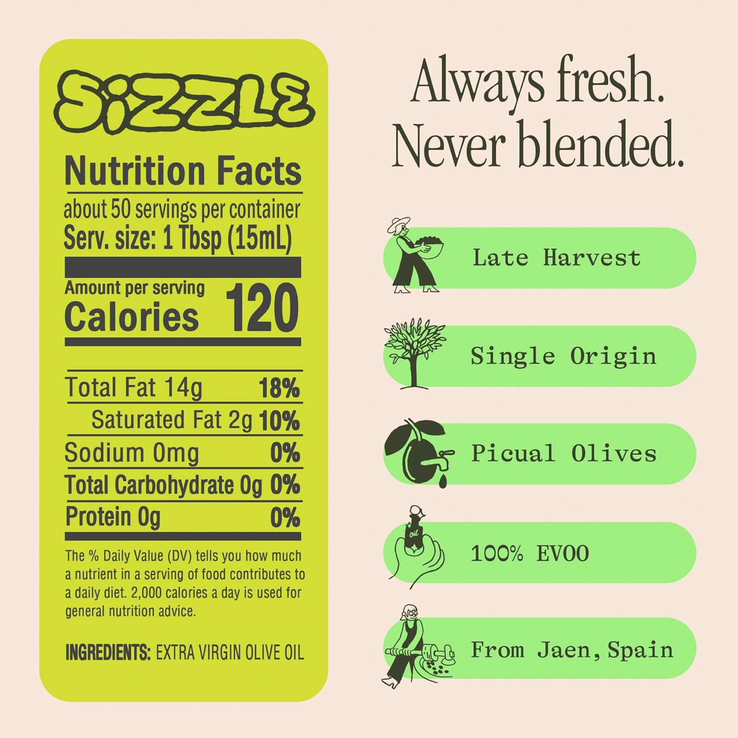 Graza Sizzle Extra Virgin Olive Oil, Cooking Oil - High Polyphenol Peak Harvest EVOO Cooking Oil in a Box - Single Origin Olive Oils from Spain - 51 Fl Oz (1.5L)