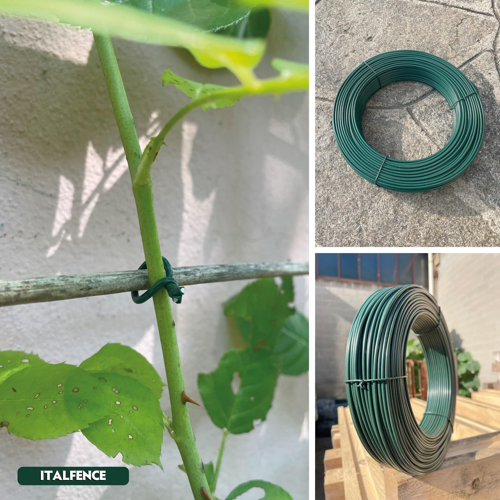 Alambre de hierro plastificado verde para cercados, 100 metros [Ø1,80mm]