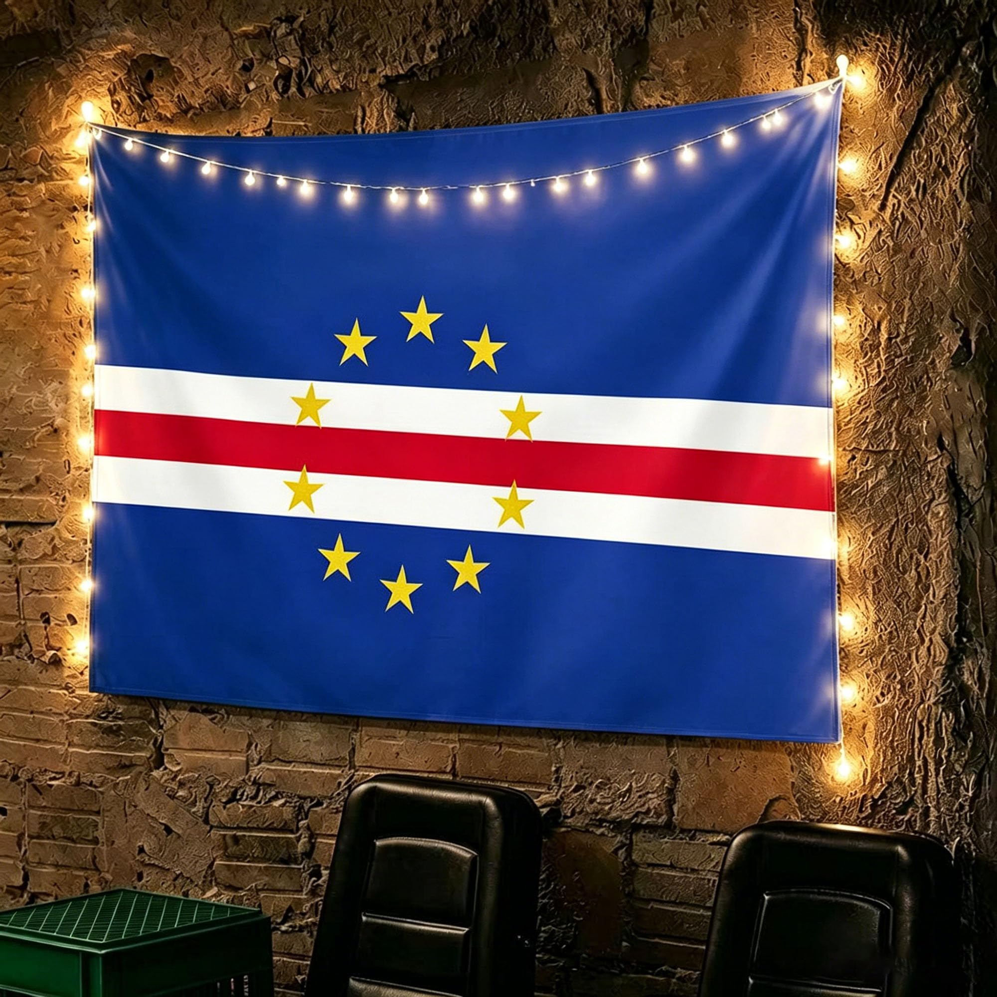 Tapiz textil texturizado de bandera de Cabo Verde para bar y terraza