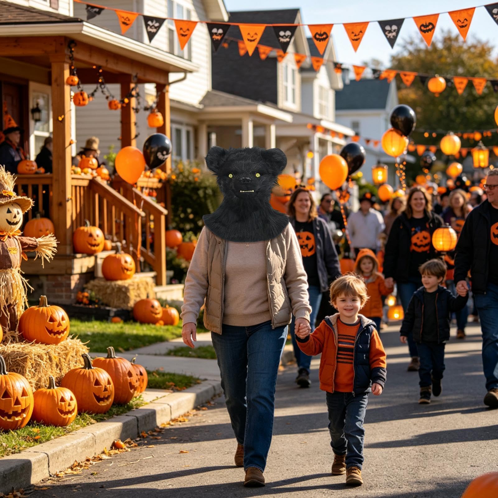 Maschera Divertente Costume A Forma Di Orso Realistico Con Bocca Aperta