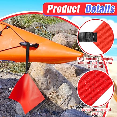 Miniatura 4 de Oudain 2 banderas rojas de seguridad para kayak con gancho para kayak sup canoas remolque camión barco remolque kit de accesorios de advertencia de