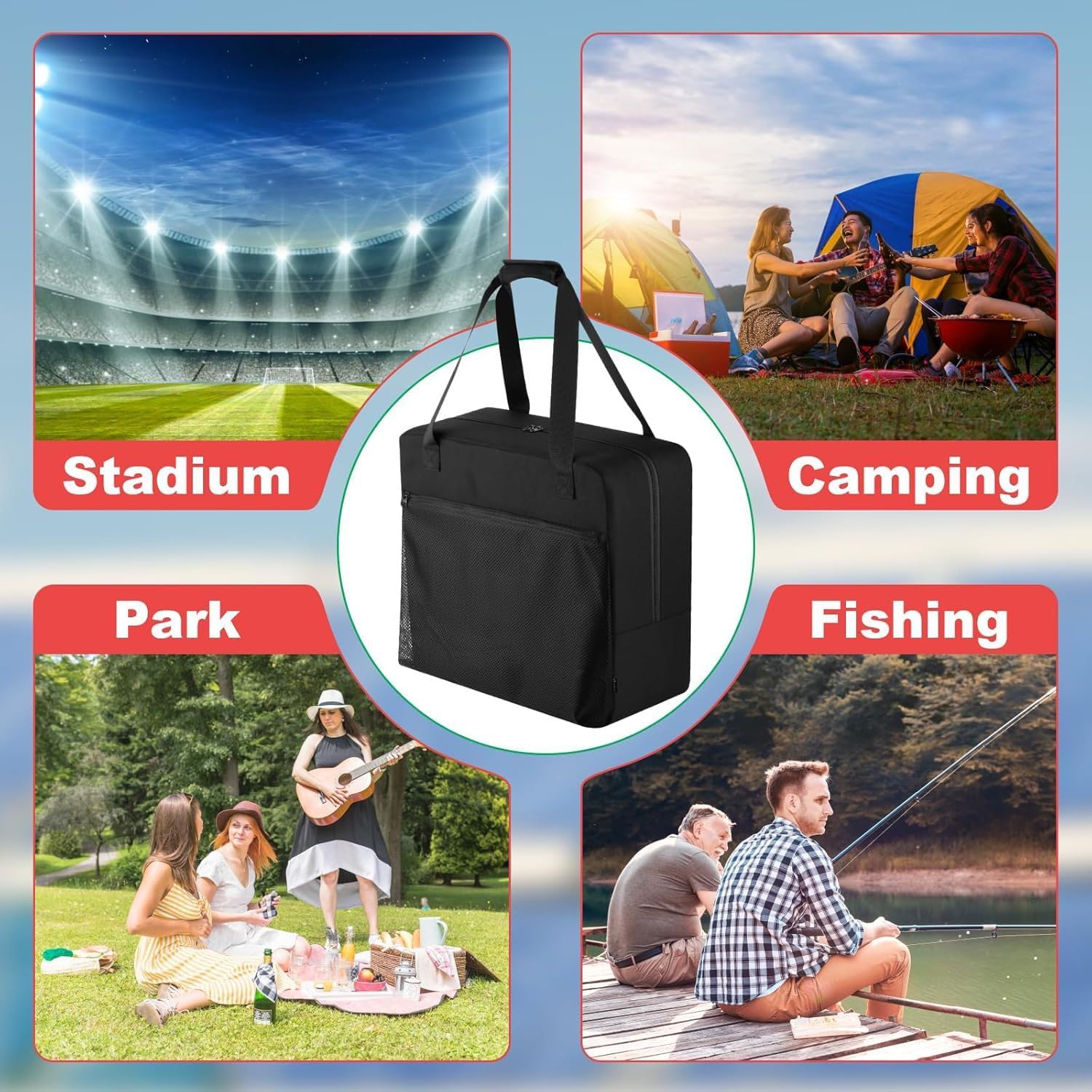Portable Stadium Chair Carry Case Padded Handle Outdoor Event Nylon Bleacher Seat Organiser Foldable Stadium Seat Bag Multi Purpose Carrying Bag