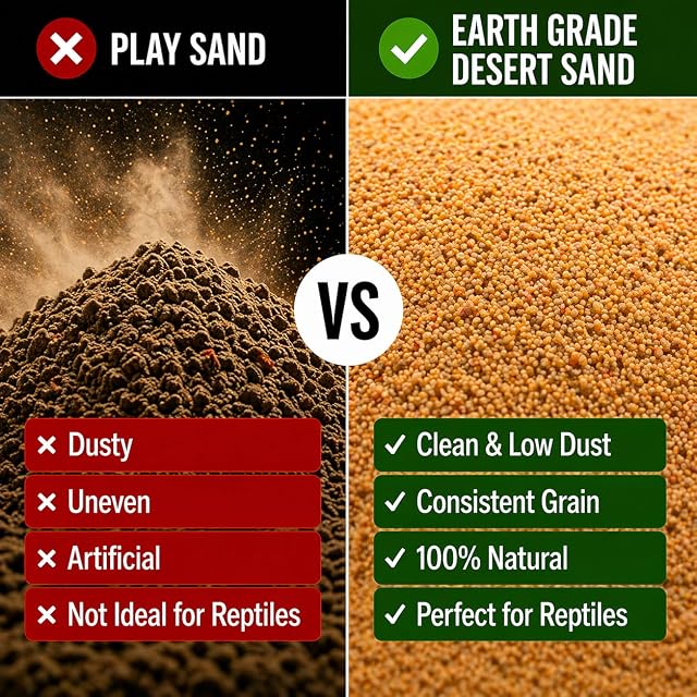 Foto 6 de 8 de Earth Grade Desert Sand - Sustrato natural para reptiles para dragones barbudos, gecos y lagartos, reduce…