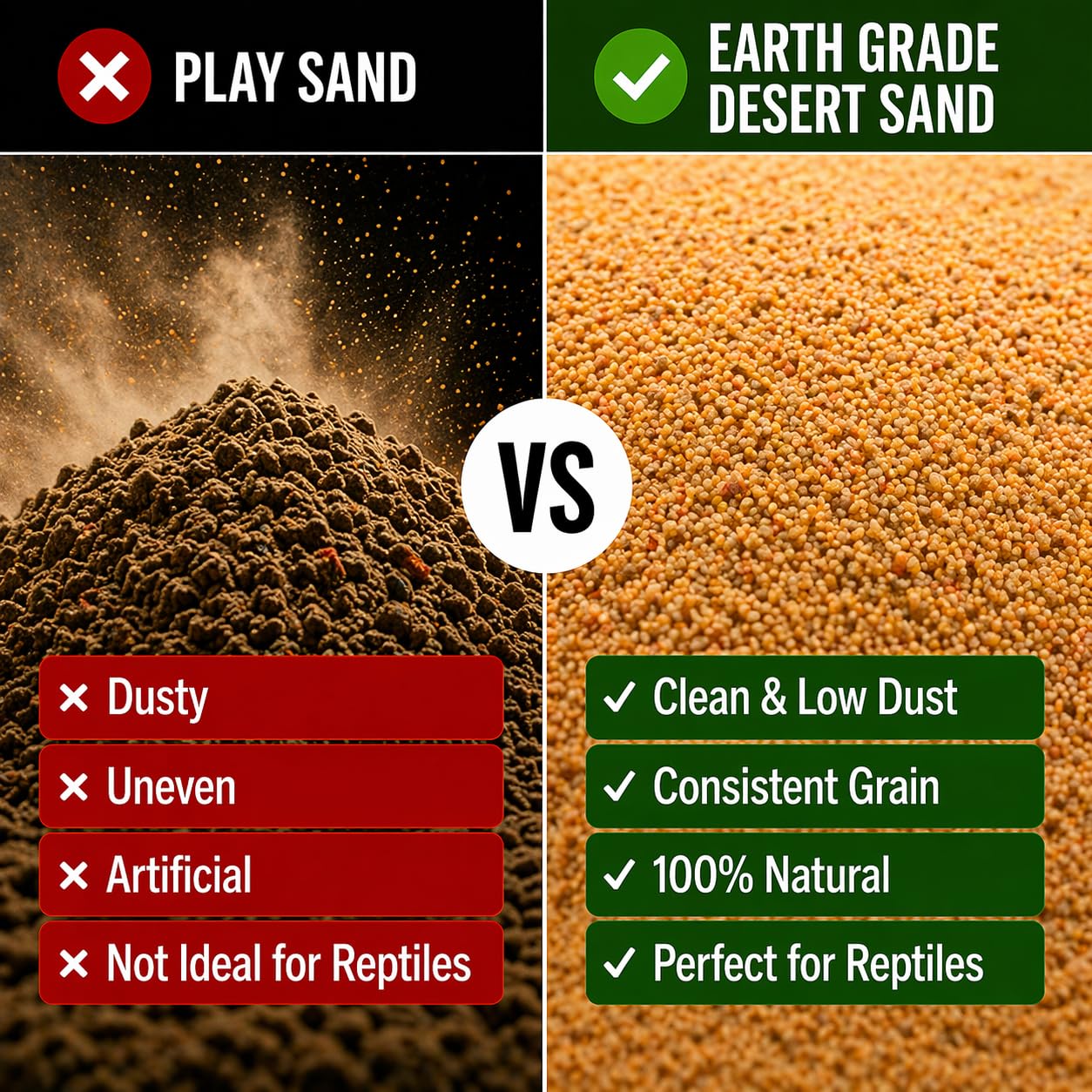 Sable du désert – Substrat naturel pour reptiles pour dragons barbu, geckos et lézards – Réduction de la poussière, sans danger pour la lampe – Encourage le creusement naturel et le
