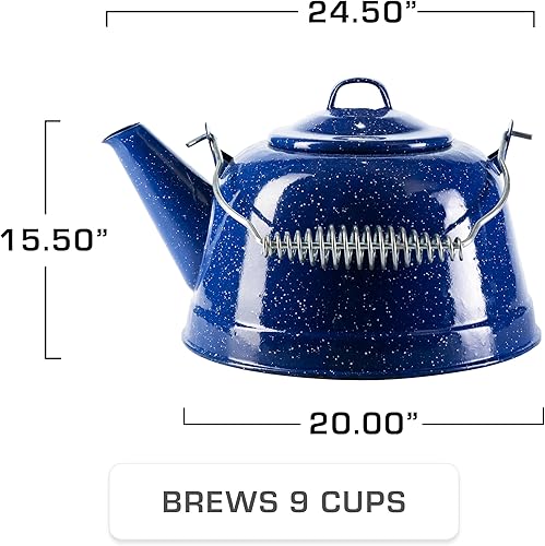 Miniatura 3 de COLETTI Estufa clásica de té para acampar, hervidor de viaje, tetera de campamento para estufa, revestimiento de esmalte importado alemán resistente