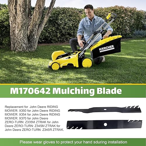 Miniatura 6 de Sthovd Paquete de 2 cuchillas de repuesto para John Deere UC22008, John Deere X350 X354 y John Deere Zero Turn Mower Z335M Z345M Z345R 42 pulgadas