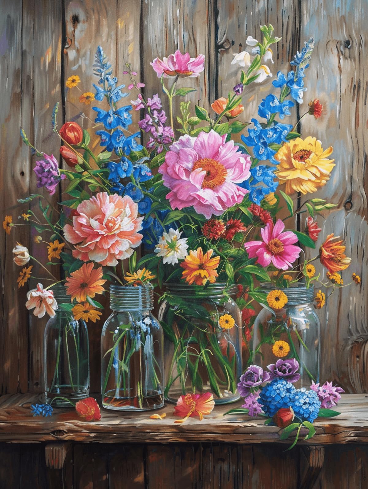Taxpy 11CT Flores En Un Jarrón Diy Kit Punto De Cruz Flores De Fantasía Kits De Patrones De Punto De Cruz,Kit De Bordado Para Adultos Y Principiantes,Juego De Manualidades 80x100cm