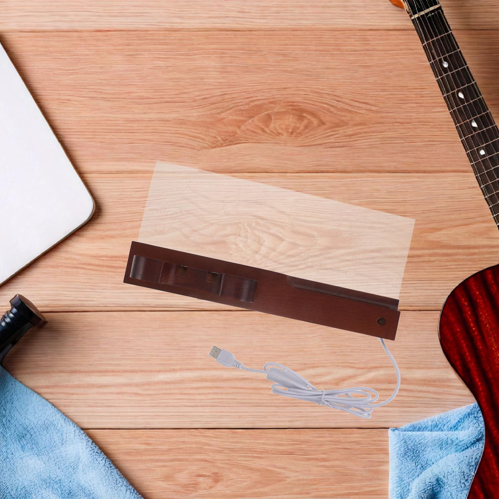 Beleuchtete Gitarrenwandhalterung mit Integriertem Plektrumhalter und Haken für E gitarre und Violine für Studios und Kleine Wohnungen