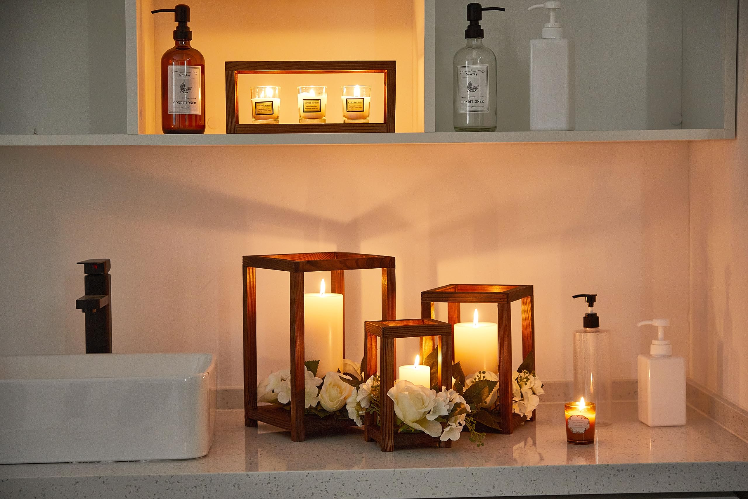 24 Lanterne In Legno Yaomiao Per Centrotavola Rustici – 3 Misure, Kit Completo Con Viti E Cacciavite, Decorazione Per Matrimoni E Casa