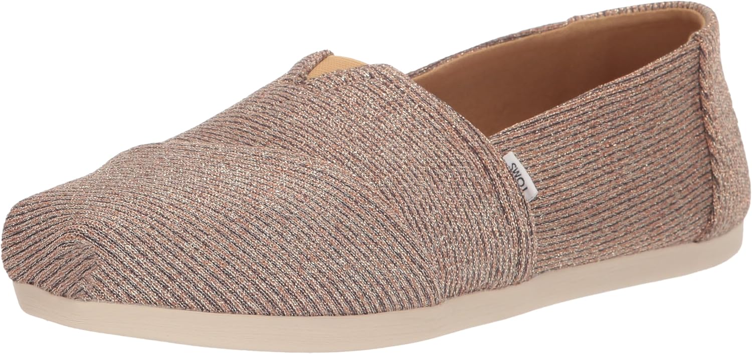 TOMS Women's Alpargata CloudBound Loafer Flat, Gold Sparkle Knit, 9