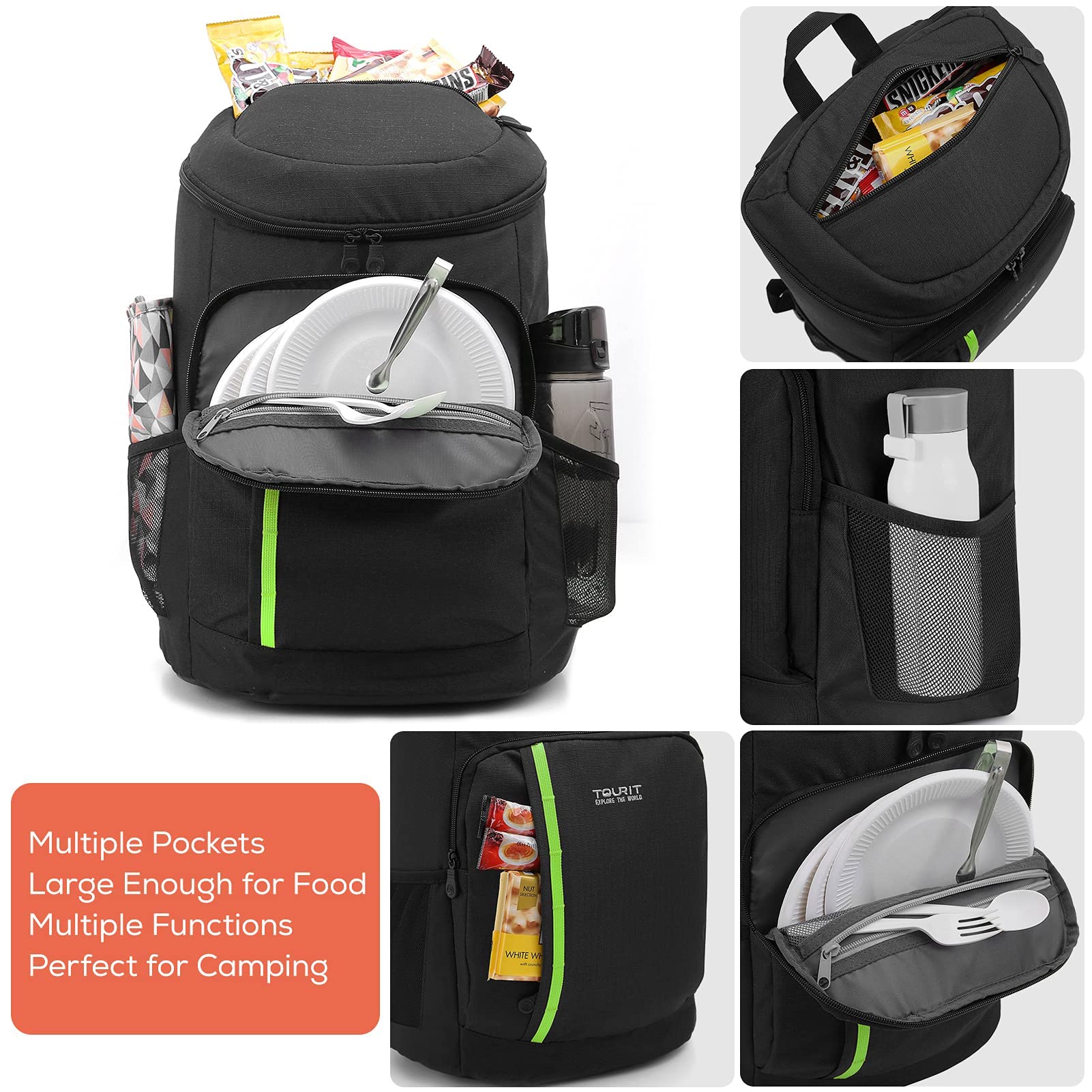TOURIT Zaino Termico Frigo 28 L Borsa Termica Porta Pranzo Borsa Frigo Isoterma per Campeggio, Picnic, Barbecue, Eventi Sportivi