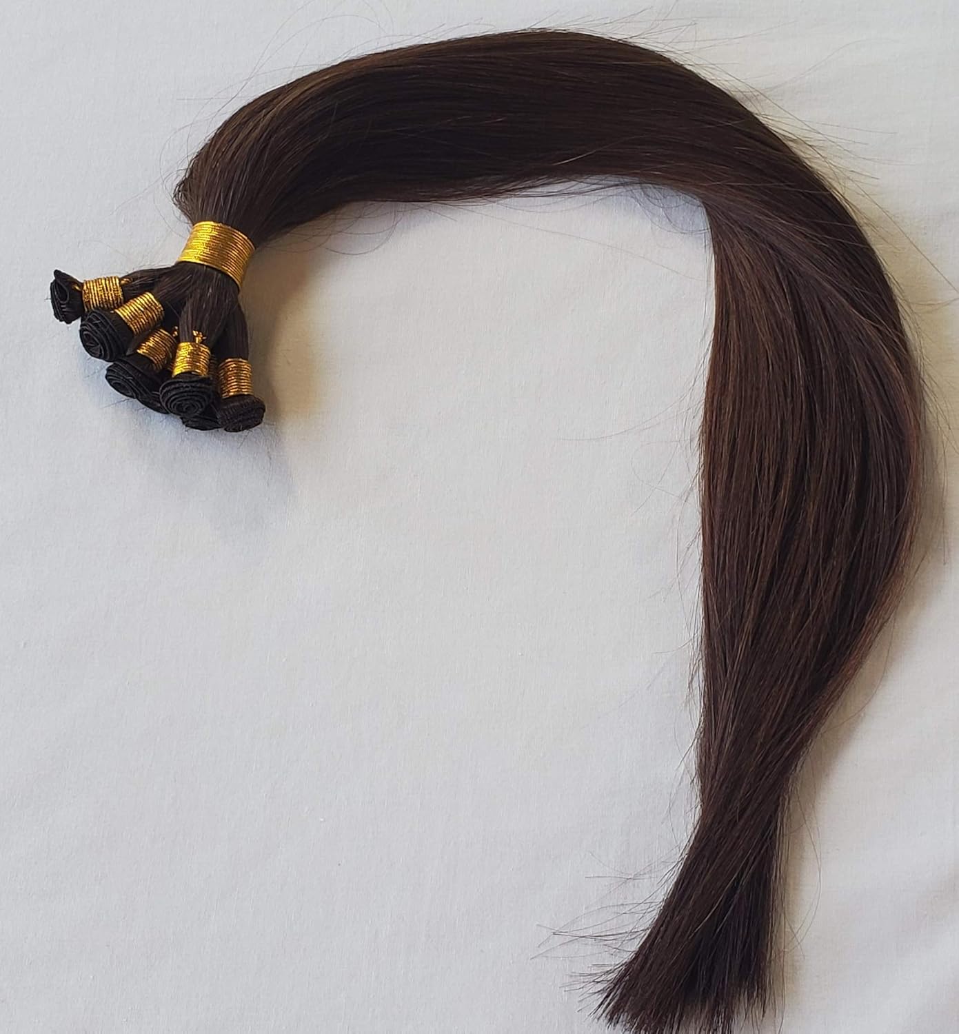 Hair Faux You 22" Hand-Tied Weft Hair, 8 Bundles, 100 grams, Soft Silky Straight,100% Human Remy Weft Hair Extensions #2 Darkest Brown