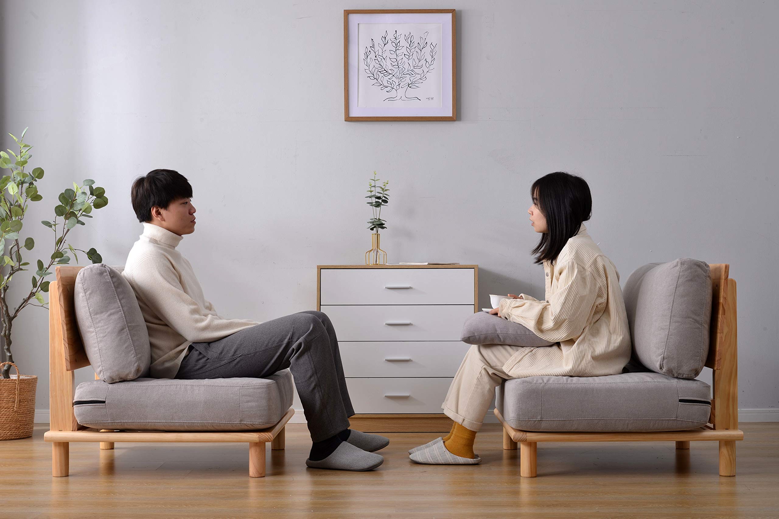 ソファー ソファ 天然木脚 無垢材 北欧 ファブリック ソファー 開放式