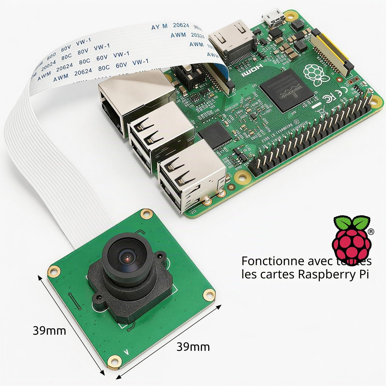 innomaker Module Caméra Raspberry Pi 5MP 1080P Capteur OV5647 avec Lentille Filtre IR M12 FOV90 pour Raspberry Pi 5,4,3B+,3,2,B+,A,ZeroW