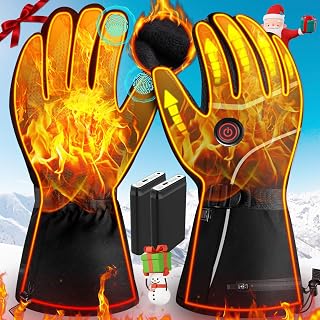 Heated Gloves for Men Women, 5V 5000mAh Battery Electric Heated Gloves, Rechargeable Electric Heating Gloves Waterproof Heated Ski Gloves with Touchscreen for Cold Weather Skiing Hiking Hunting Gifts - Amazon product rated Grade A