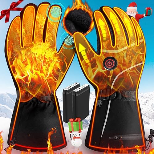 Heated Gloves for Men Women, Ugraded Battery Electric Heated Gloves,