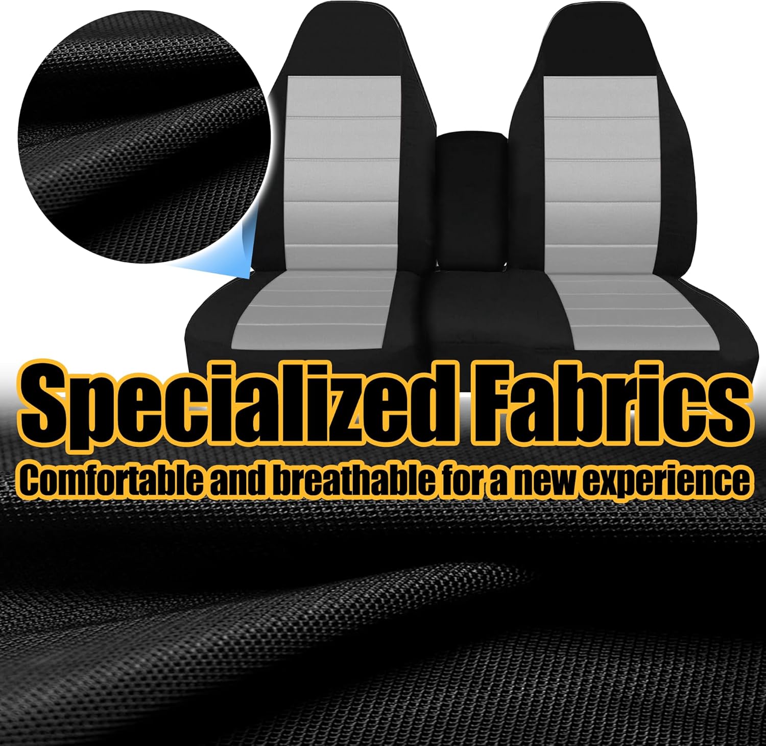 Front 60/40 Split Bench Seat Covers with Console Armrest Truck Seat Cover, Compatible with Chevy Colorado GMC Canyon 2004 2005 2006 2007 2008 2009 2010 2011 2012-Gray