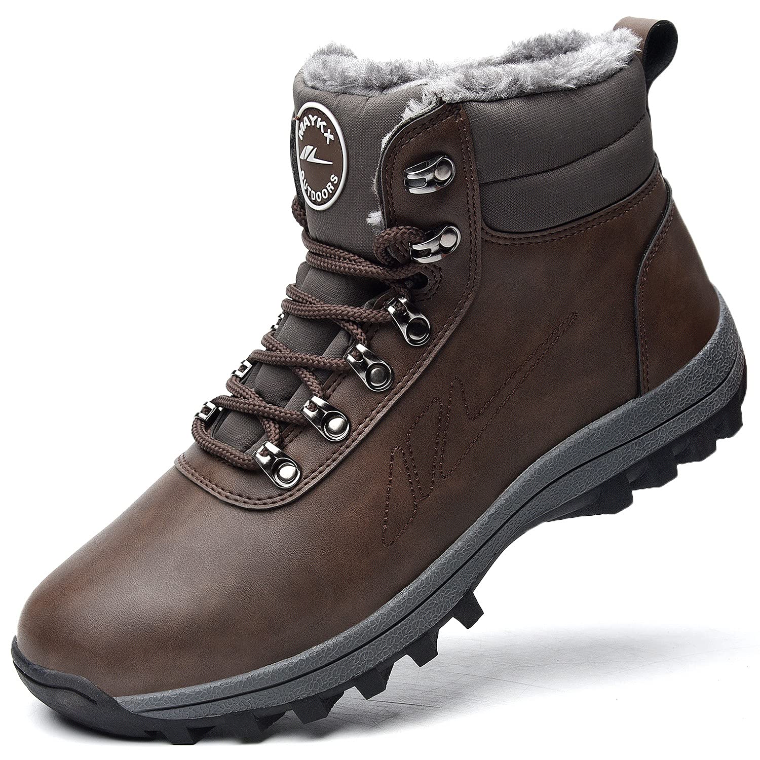 Jinta Shoes Mens Womens Winter Snow Boots Hiking Climping Booties Warm Waterproof Fur Lined Non Slip Leather Ankle