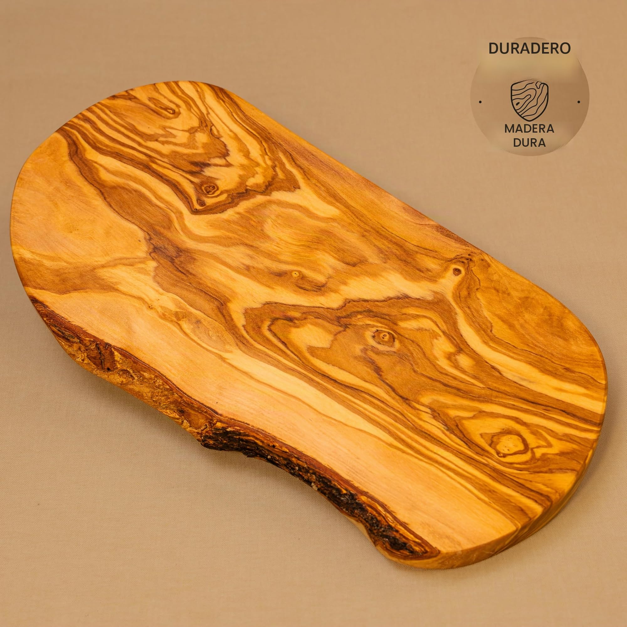 La Tabla de Cortar Cortar de Madera de Olivo en con sin Tratar Borde - 35cm