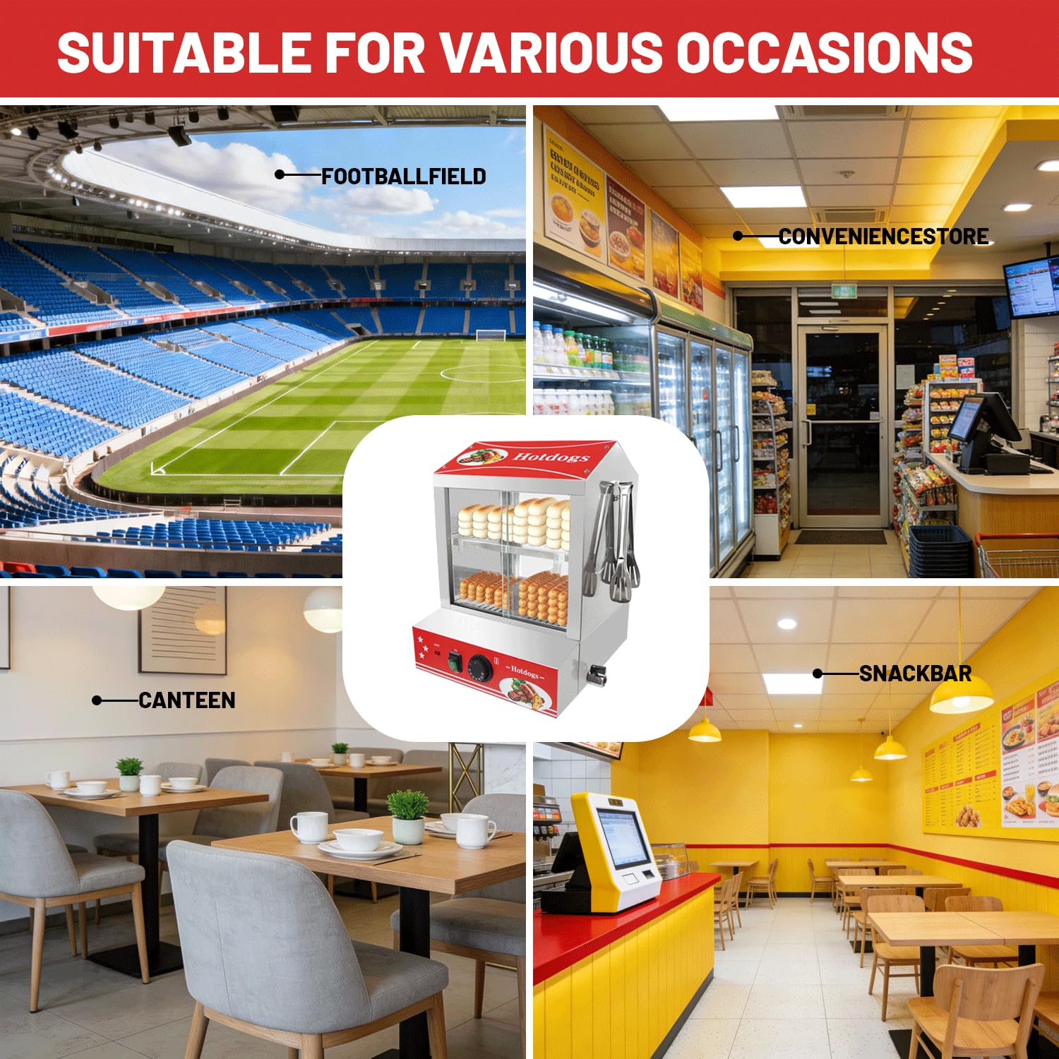 27L/29 QT Hot Dog Steamer with Bun Warmer - Electric Steaming Machine 2-Tier Capacity for 175 Hot Dogs & 40 Buns, Visible Glass Slide Doors for Commercial Home Use