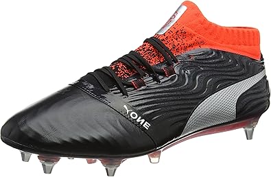 Puma ONE 18.1 27.0㎝ PUMA Men's ONE 18.1 Mx SG Football Boots, Black Silver-Red