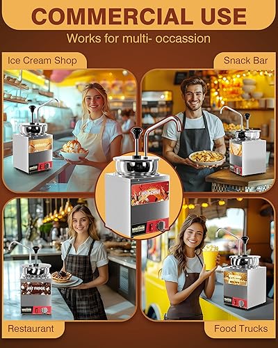 Vista 7 de WantJoin Dispensador de queso Nacho con bomba Calentador comercial de acero inoxidable de 4.6 cuartos de galón con control de temperatura de 86-185