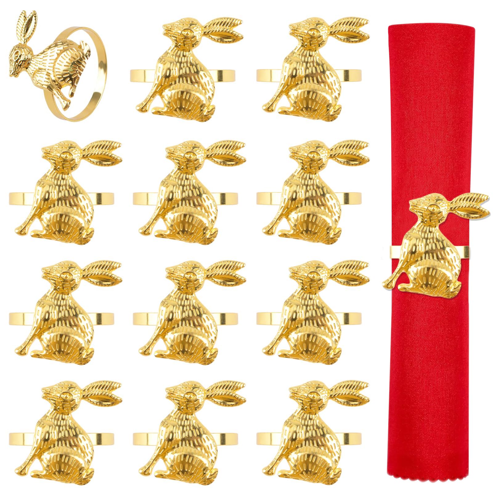 12 PCS Napkin Rings Set, Easter Bunny Dinner Napkin Buckle Holder