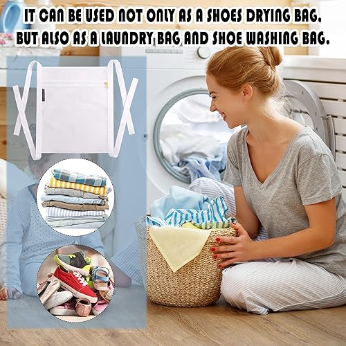 Miniatura 5 de 3 bolsas secadoras de tenis, bolsas de malla reutilizables para secadora de zapatos, bolsas de malla para secadora de zapatos con panal de abeja con