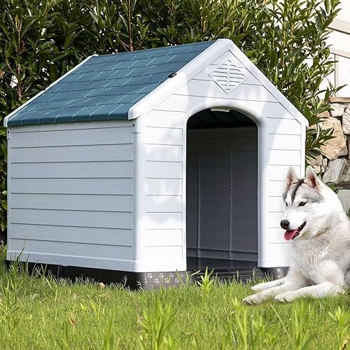 Casas para perros pequeños, medianos y grandes, 41 pulgadas, plástico aislado, para interiores y exteriores, con ventilación de aire y suelo