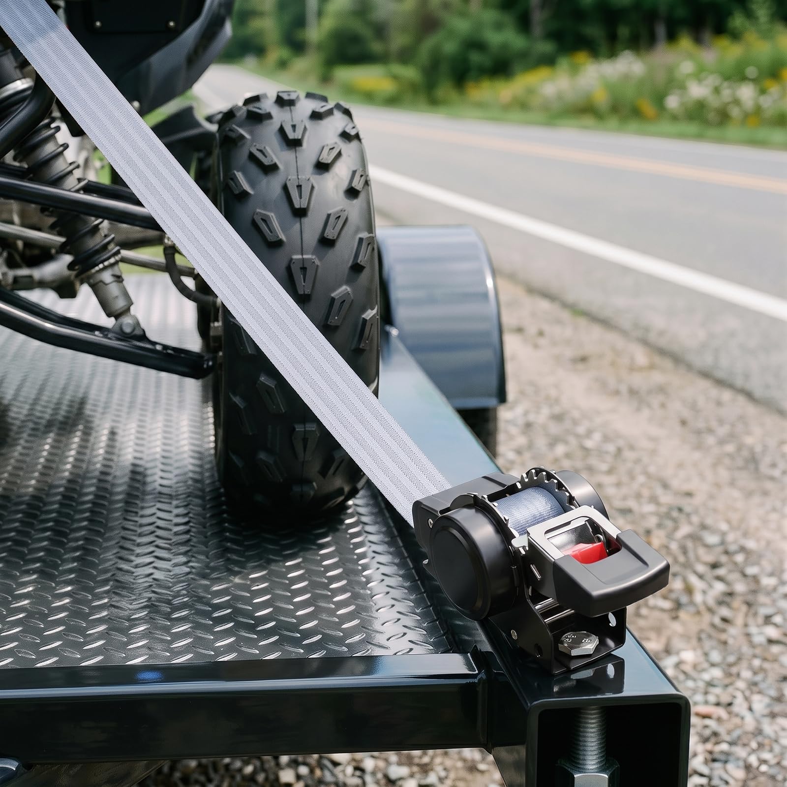 Paquete de 2 correas de trinquete retráctiles (1.5 pulgadas x 12 pies), correas de carga para maletero, motocicletas de garaje, ATV, remolques-WLL1,46.3 kg, BS: 1.0 kg (negro)