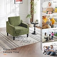 Vista 9 de VINGLI Silla de Acento para Sala de Estar Sillas Verde Oliva Silla de Lectura para Dormitorio Silla con Brazo Recogido Sillas de Acento Modernas
