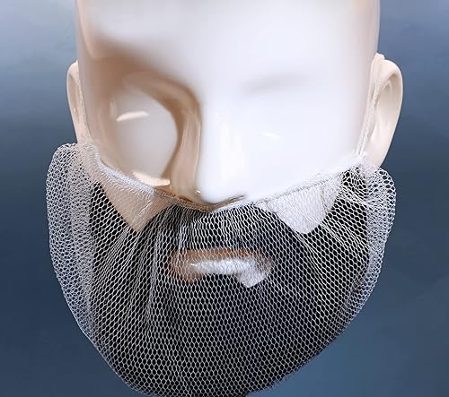 Miniatura 3 de ONLYKXY 50 piezas de cubierta de barba de nailon blanco protector de barba para hombres, servicio de alimentos, cocina, limpieza, construcción,