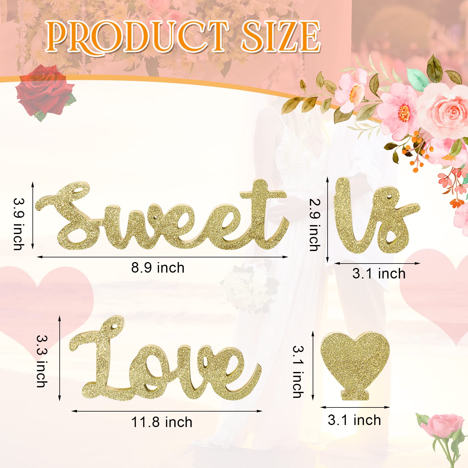 Wooden 'Love Is Sweet' Sign With Heart – Freestanding Wedding, Dessert Table, Or Home Decor - View #9