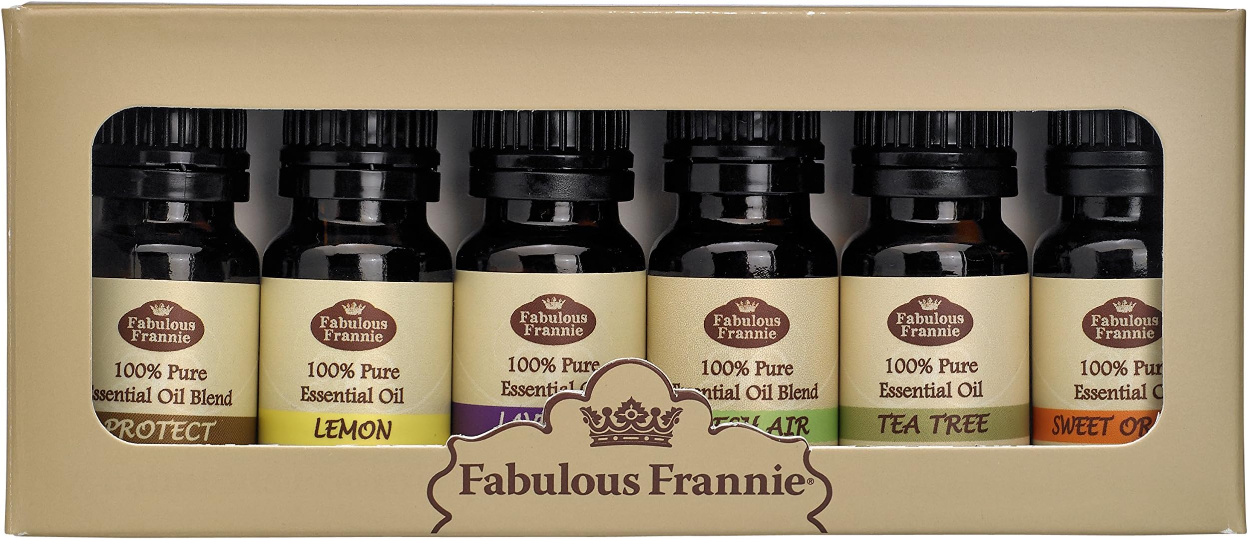 Clean House Pure Essential Oils Set Protect Blend, Lemon, Lavender, Fresh Air Blend, Tea Tree and Sweet Orange 10ml (Pack of 6)