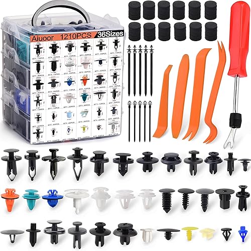 Clips de retención de 1345 piezas de clips de empuje de plástico para panel de puerta de automóvil, kit de molduras de 36 tamaños para Ford Toyota