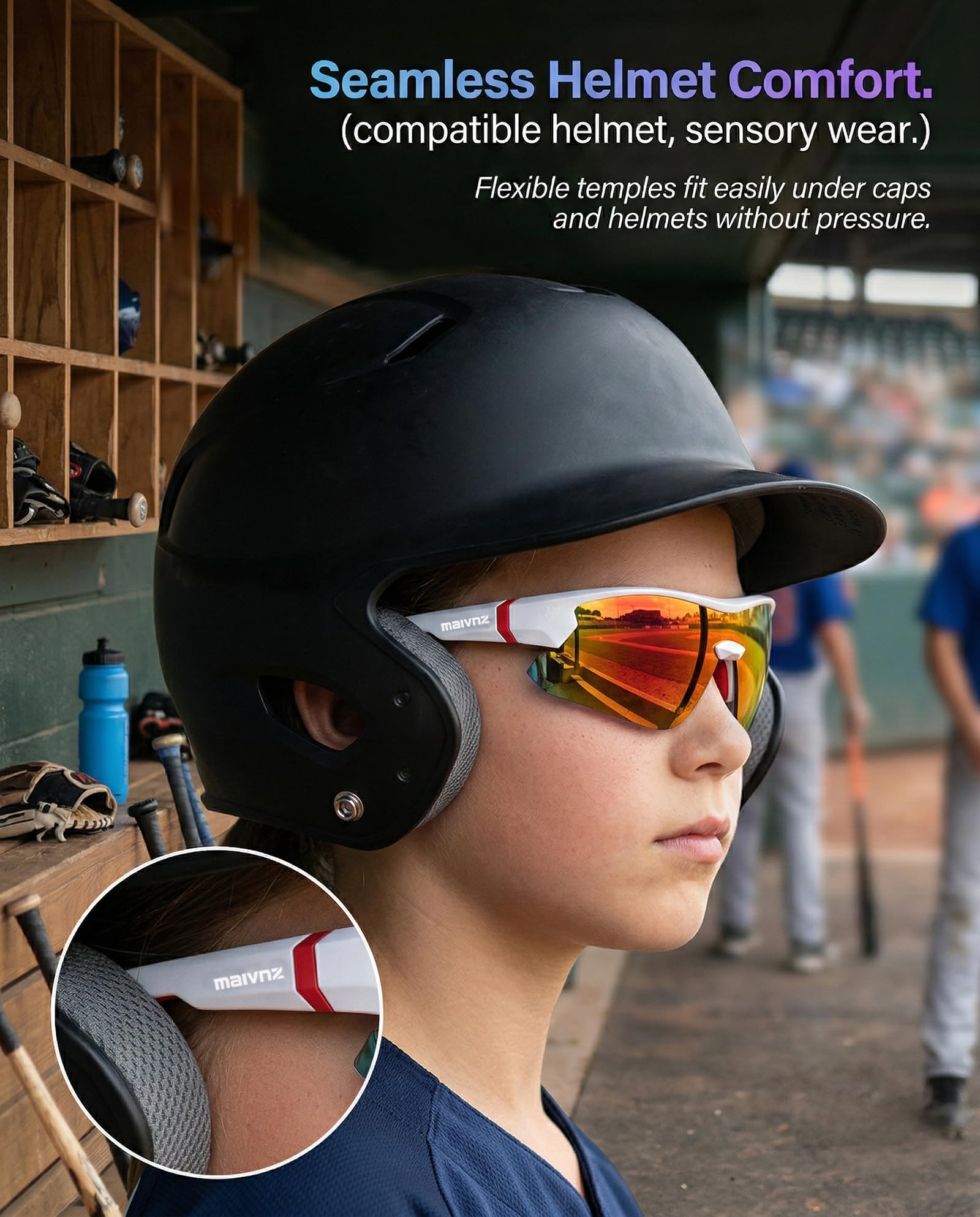 maivnz Dziecięce okulary baseballowe, młodzieżowe okulary do softballu