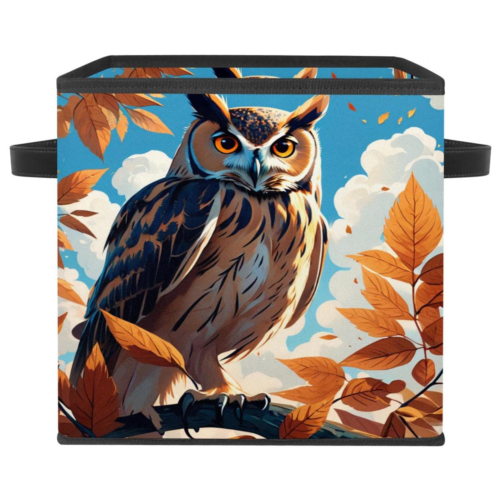 Boîte de rangement pliable chouette cube durable avec poignée