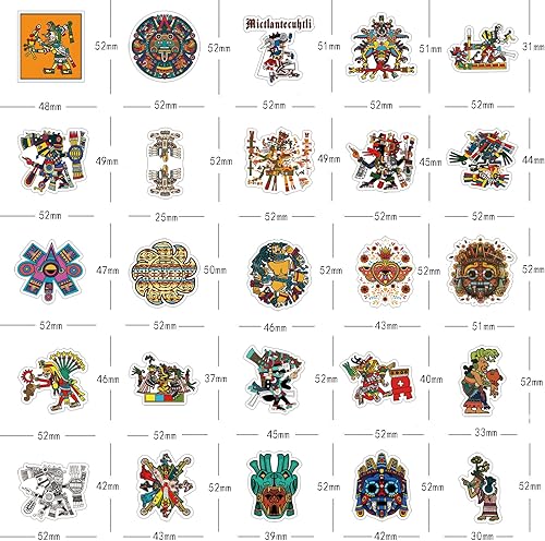 Miniatura 3 de Paquete de 56 calcomanías aztecas lindas calcomanías impermeables de vinilo para botella de agua laptop teléfono patineta álbumes de recortes