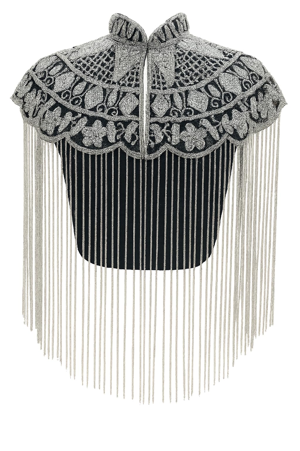 rua craft Glass Beaded Shrug Poncho Cape for Women | Handcrafted Embellished Capelet with Fringe |Silver 1 Pcs-picture-42