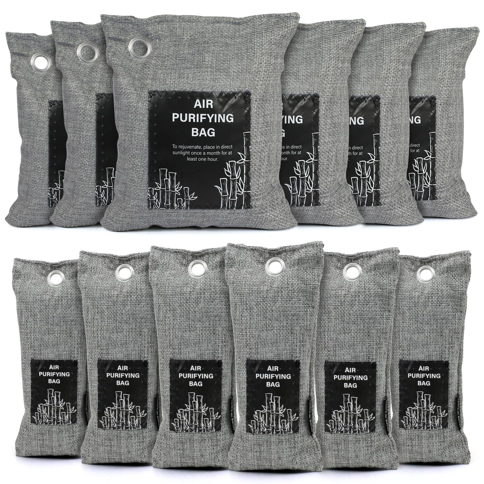 LA BELLEFÉE Bolsa de Carbón Activo Ambientador de Aire, Paquete de 12, Natural Aarbón Activado, Absorbe Humedad, Desodorante, Absorbe Olores, para Armario, Calzado, Ambientador de Coche