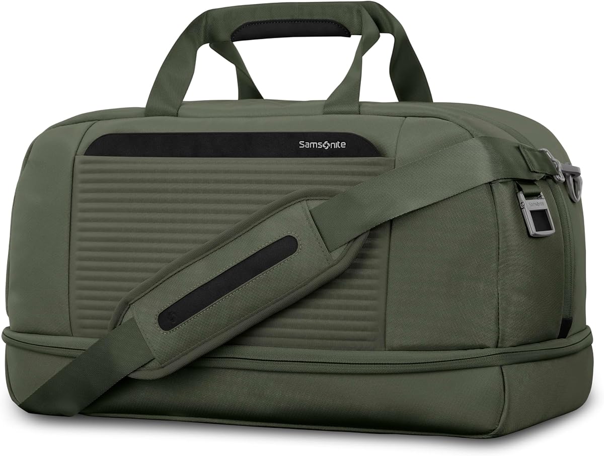 Paralux Weekender Duffel Bag, bolsa de viaje con apertura amplia, compartimento inferior abatible para zapatos y ropa sucia, soporte AirTag, correa StackIt - Bolsa de viaje de negocios y ocio